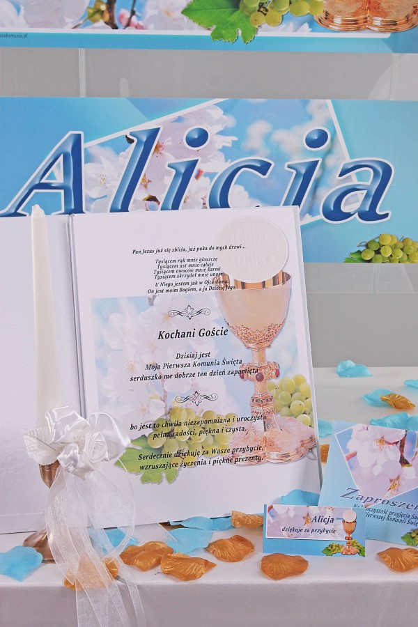 Personalisiertes dekoratives Kommunionsset - Türkisfarbener Apfelbaum - obraz 3