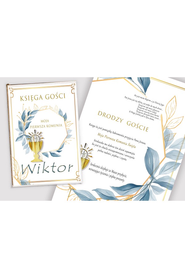 Personalisiertes dekoratives Kommunionsset - Gold mit einem Hauch von Marineblau Personalisiertes dekoratives Kommunionsset - Gold mit einem Hauch von Marineblau - obraz 4