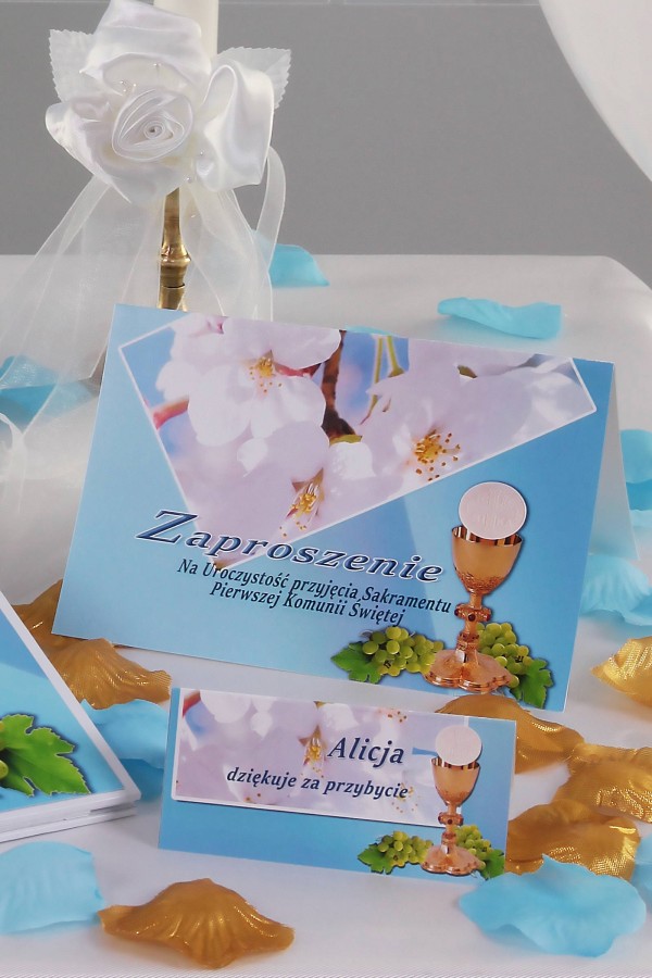 Personalisiertes dekoratives Kommunionsset - Türkisfarbener Apfelbaum - obraz 5