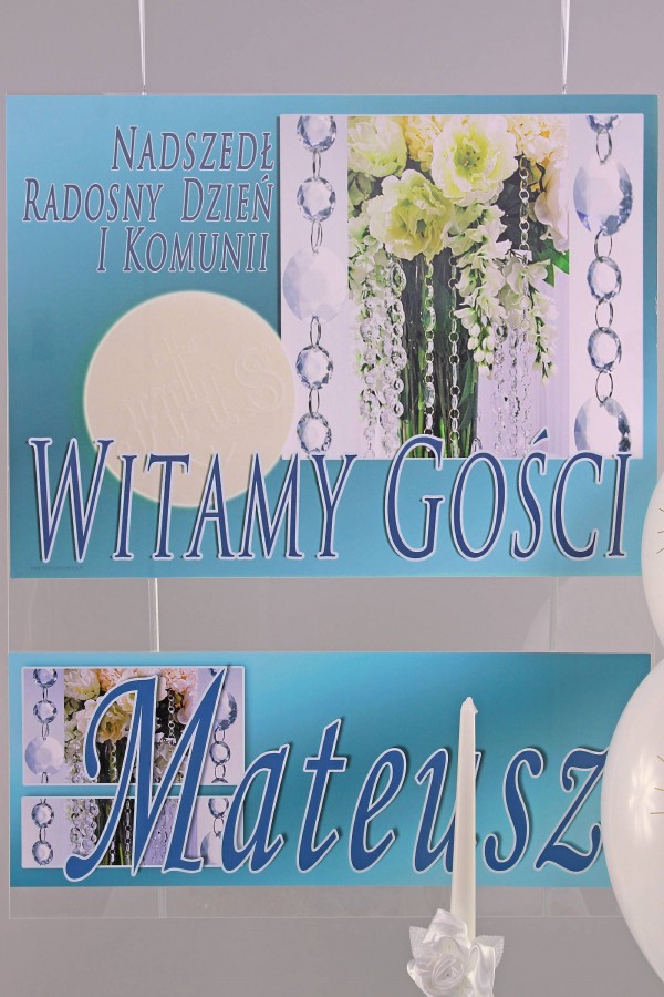 Personalisiertes dekoratives Kommunionsset - Kristallblau - obraz 1