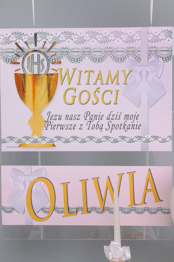 Personalisiertes dekoratives Kommunionsset - Spitze weiß - obraz 1