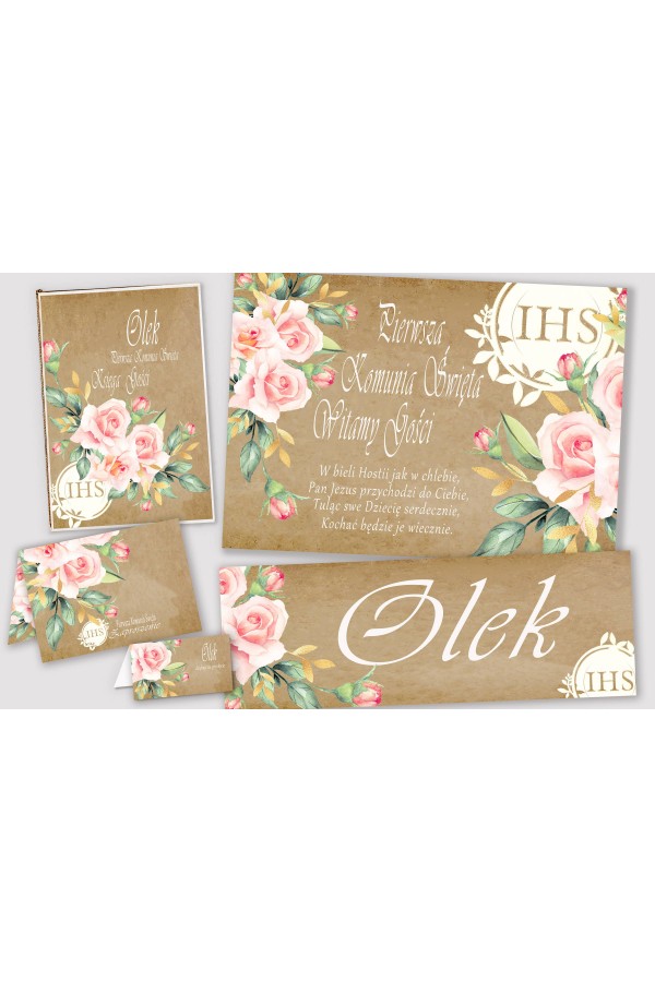 Personalisiertes dekoratives Kommunionsset - Pergamentstrauß - obraz 1