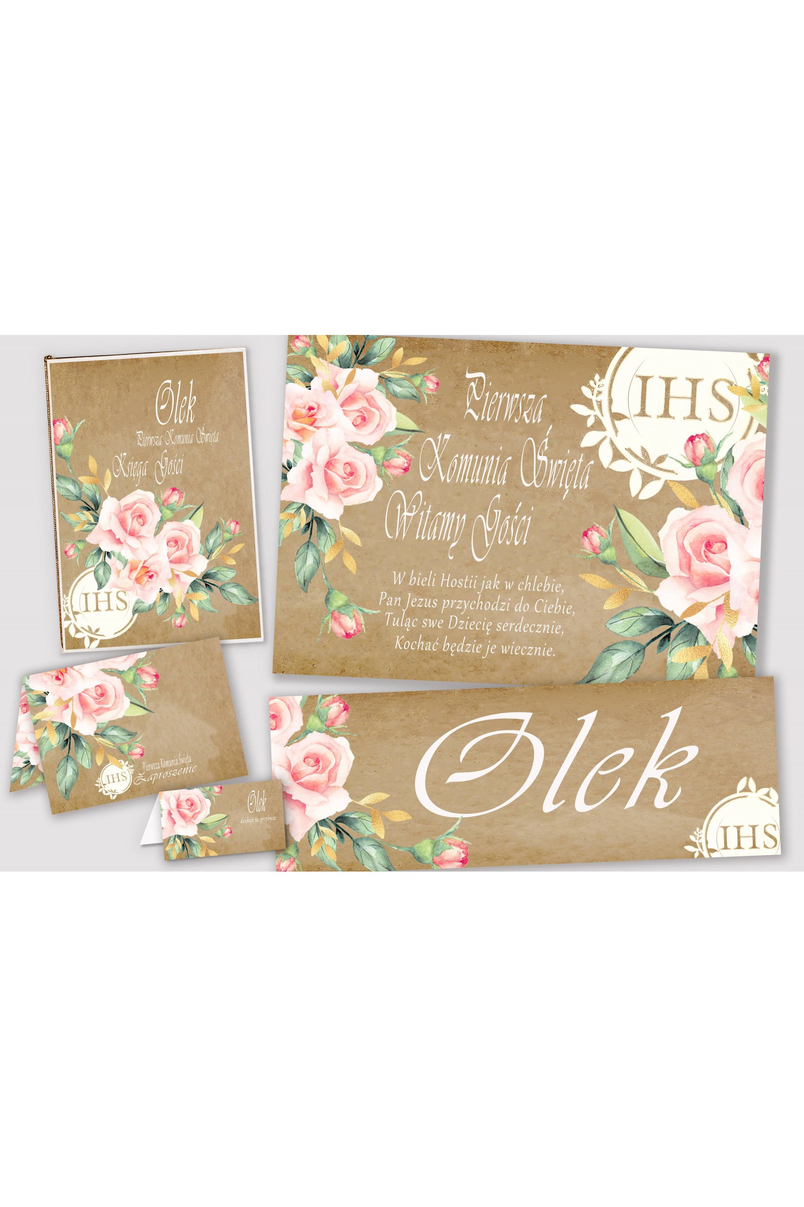 Personalisiertes dekoratives Kommunionsset - Pergamentstrauß - obraz 1