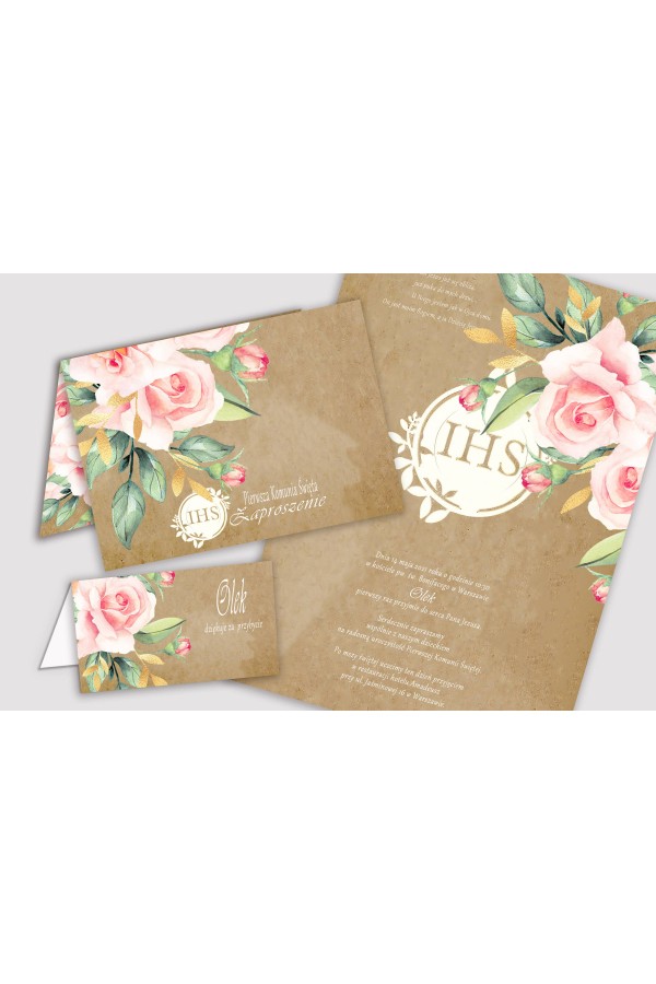 Personalisiertes dekoratives Kommunionsset - Pergamentstrauß - obraz 5