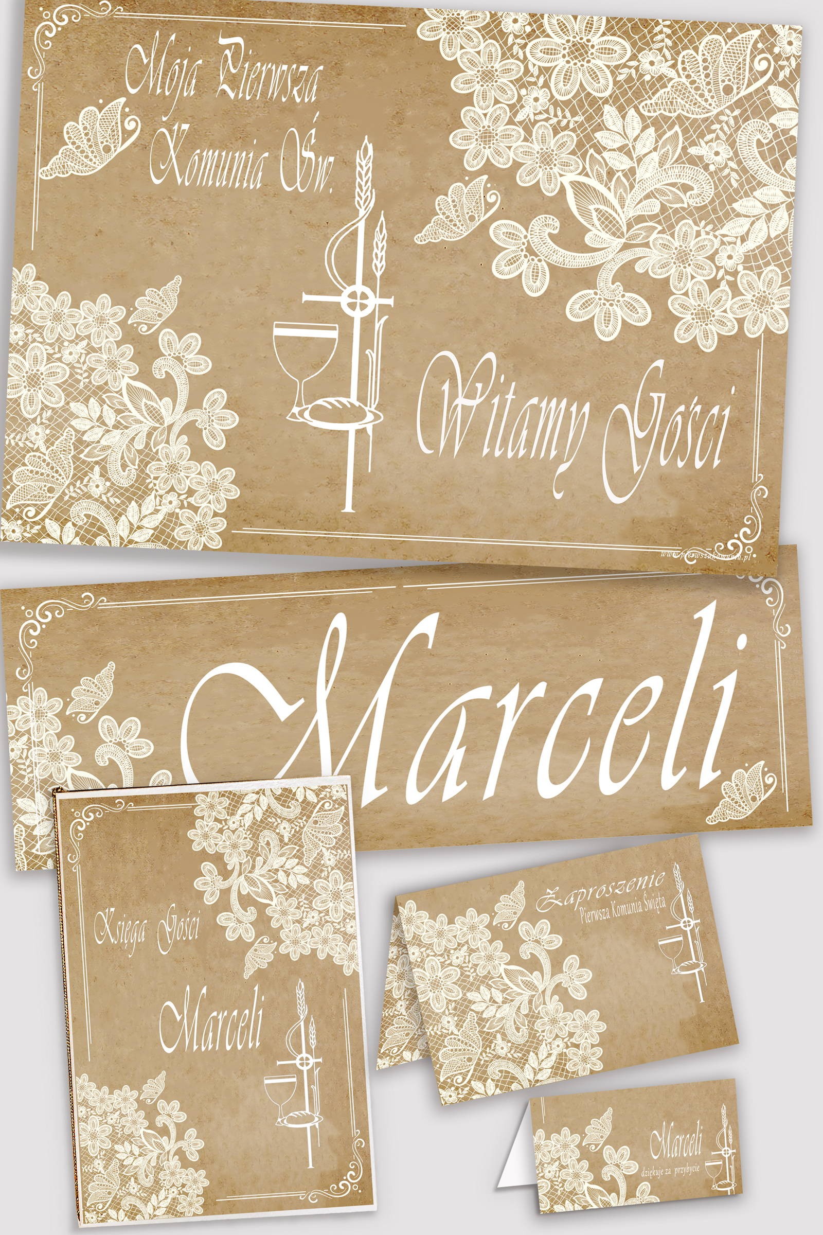 Personalisiertes dekoratives Kommunionsset - Pergament Schmetterling - obraz 0