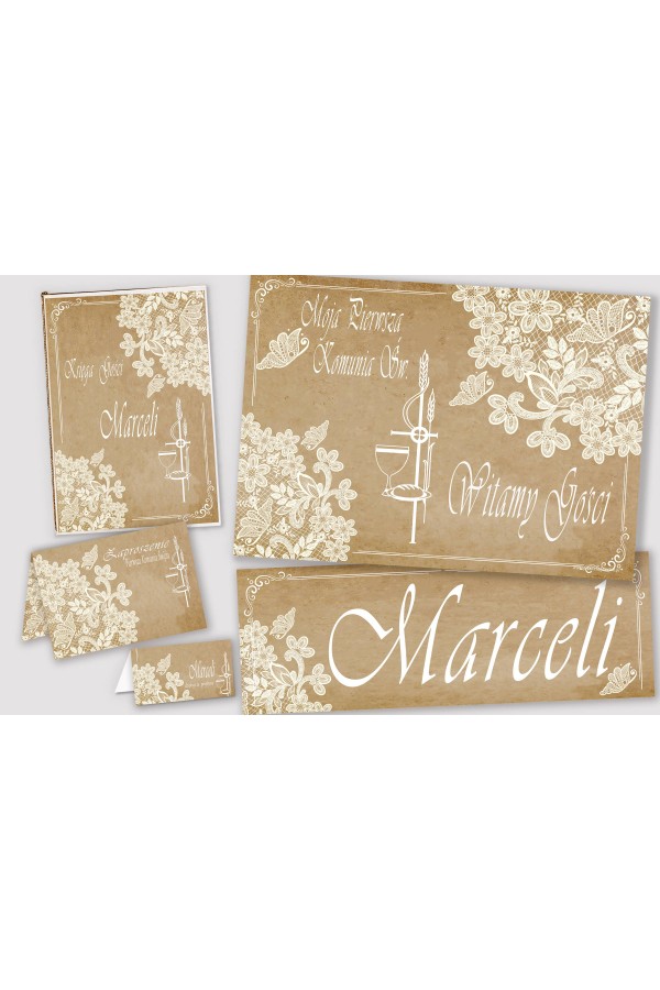 Personalisiertes dekoratives Kommunionsset - Pergament Schmetterling - obraz 1