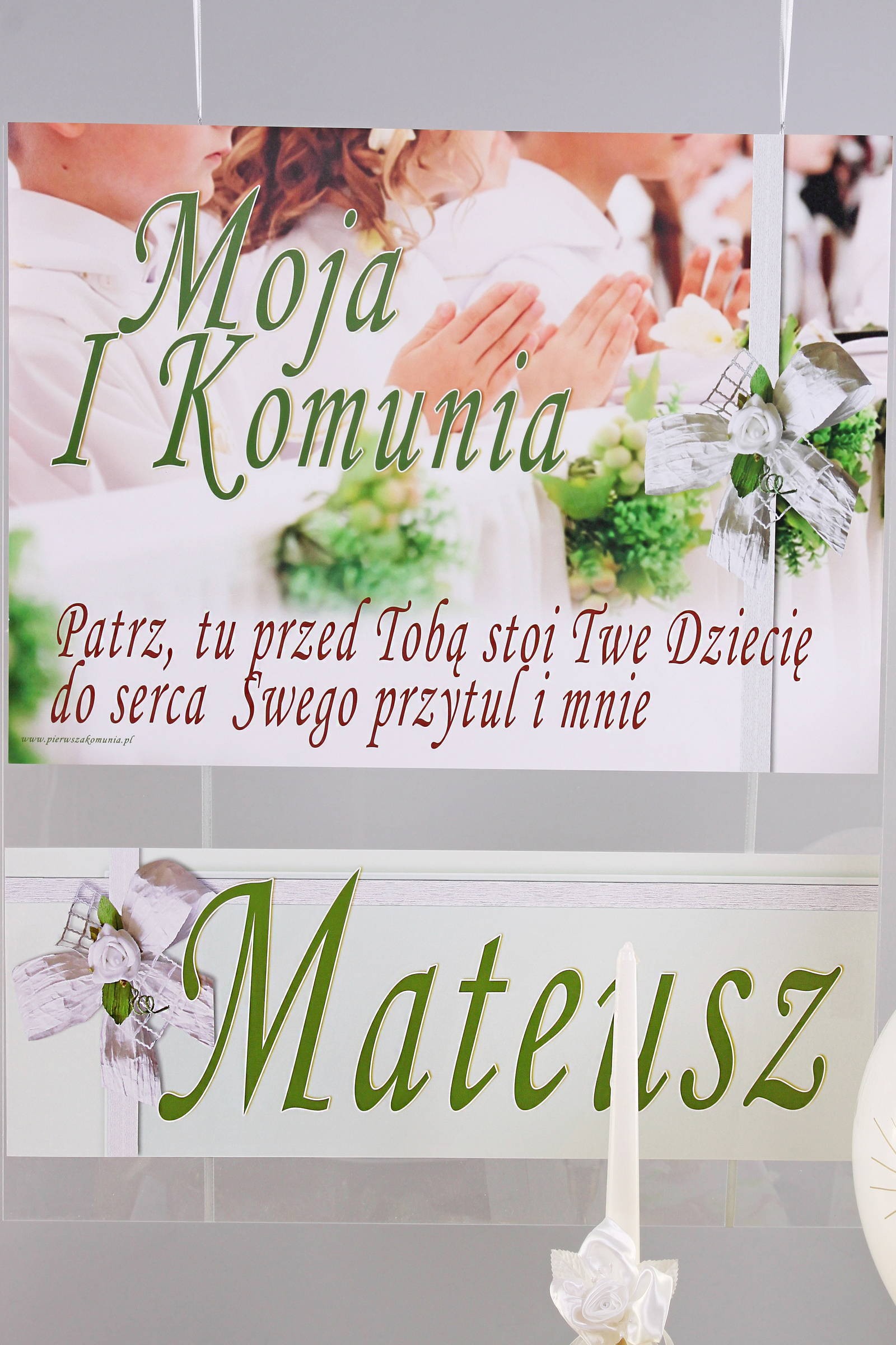 Personalisiertes Kommunionposter mit Namen - Kinder weiß - obraz 0