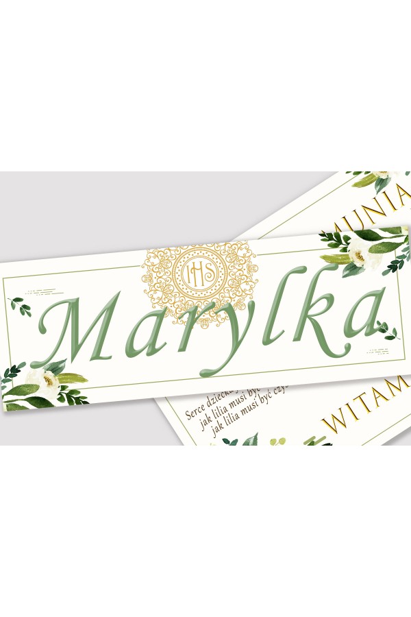 Personalisiertes Kommunionposter mit Namen - Weißer Strauß - obraz 1