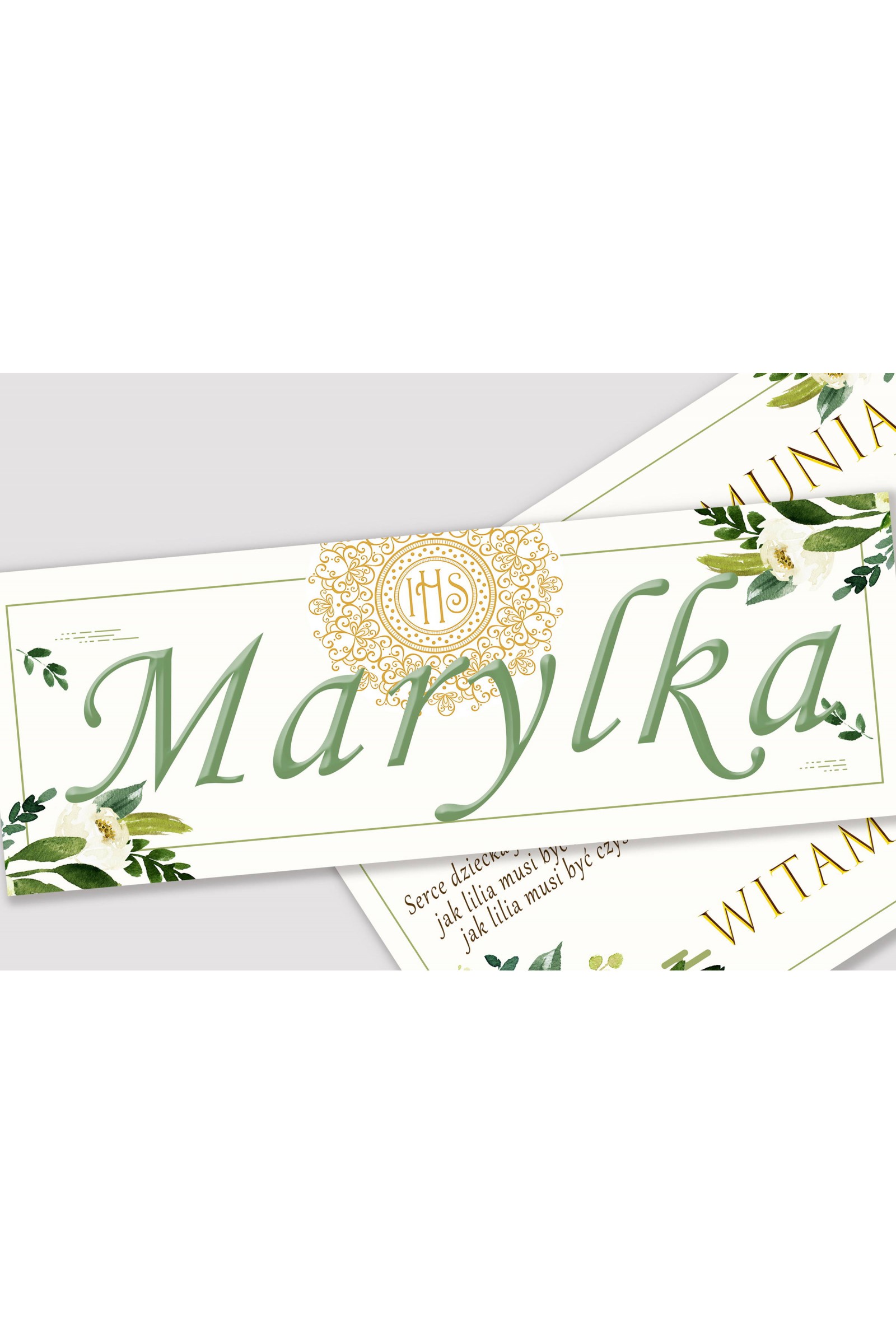 Personalisiertes Kommunionposter mit Namen - Weißer Strauß - obraz 1