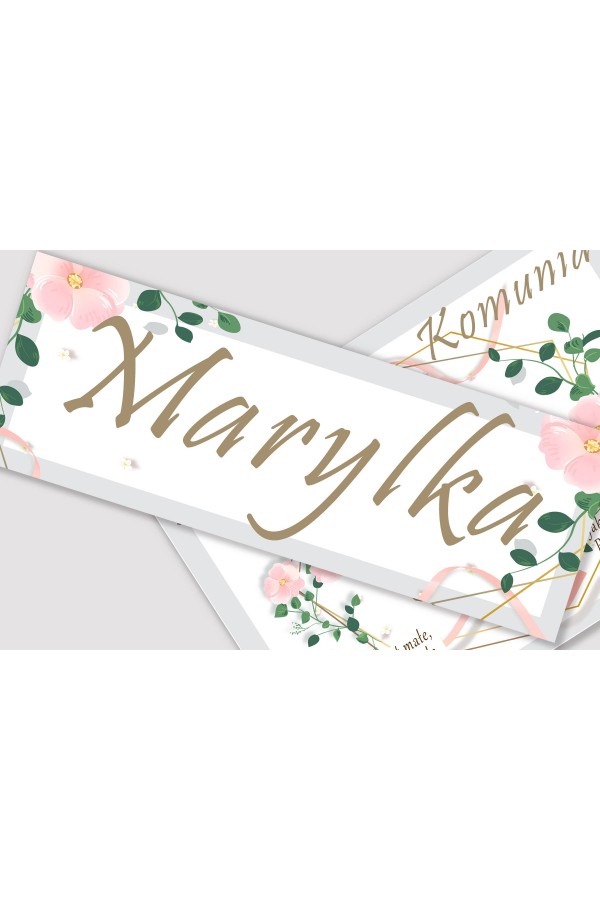 Personalisiertes Kommunionsposter mit Namen - Rosa Schleife - obraz 1