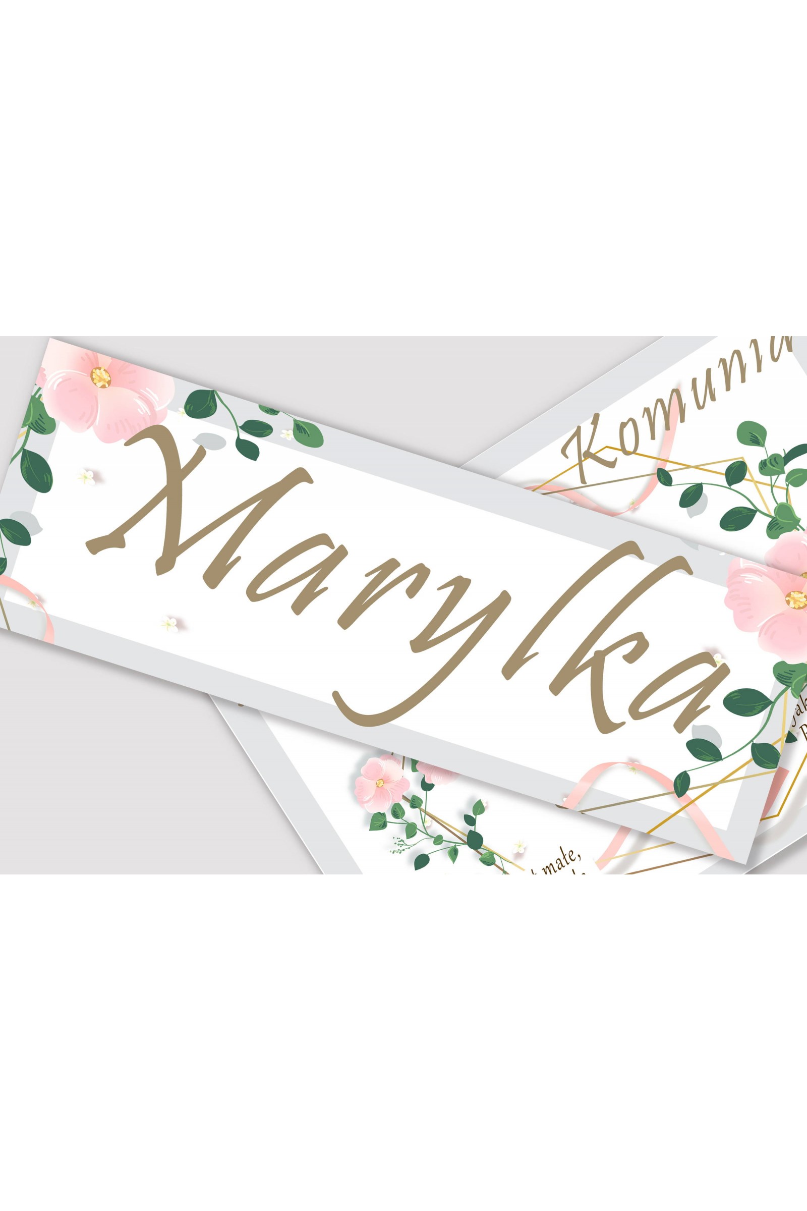 Personalisiertes Kommunionsposter mit Namen - Rosa Schleife - obraz 1