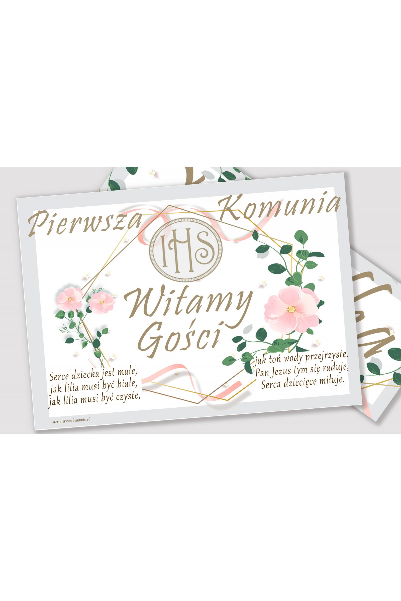 Personalisiertes Kommunionsposter mit Namen - Rosa Schleife - obraz 2