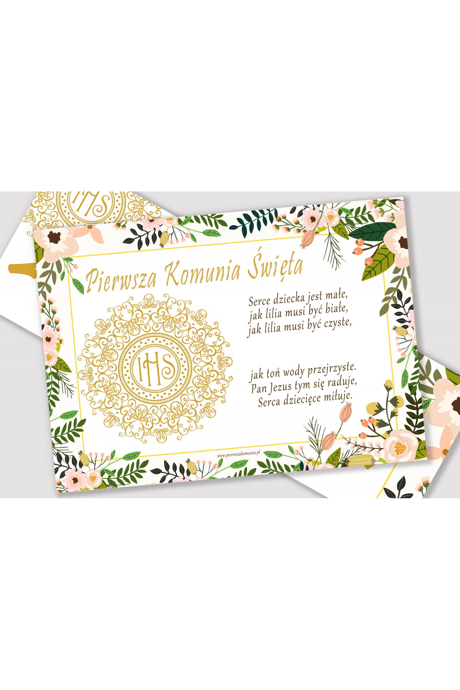 Personalisiertes Kommunionsposter mit Namen - Pastellfarbene Mohnblumen - obraz 2