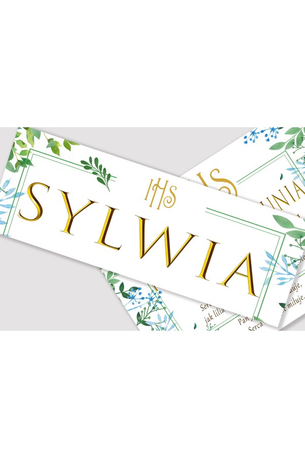 Personalisiertes Kommunionposter mit Namen - Frühlingsblätter - obraz 1