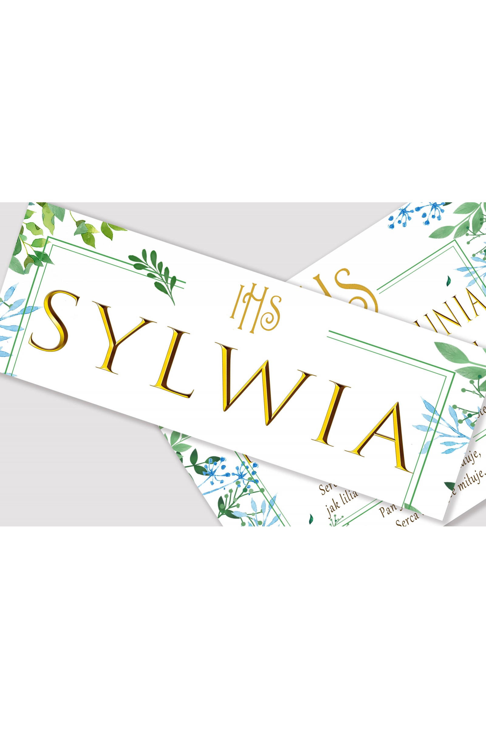 Personalisiertes Kommunionposter mit Namen - Frühlingsblätter - obraz 1