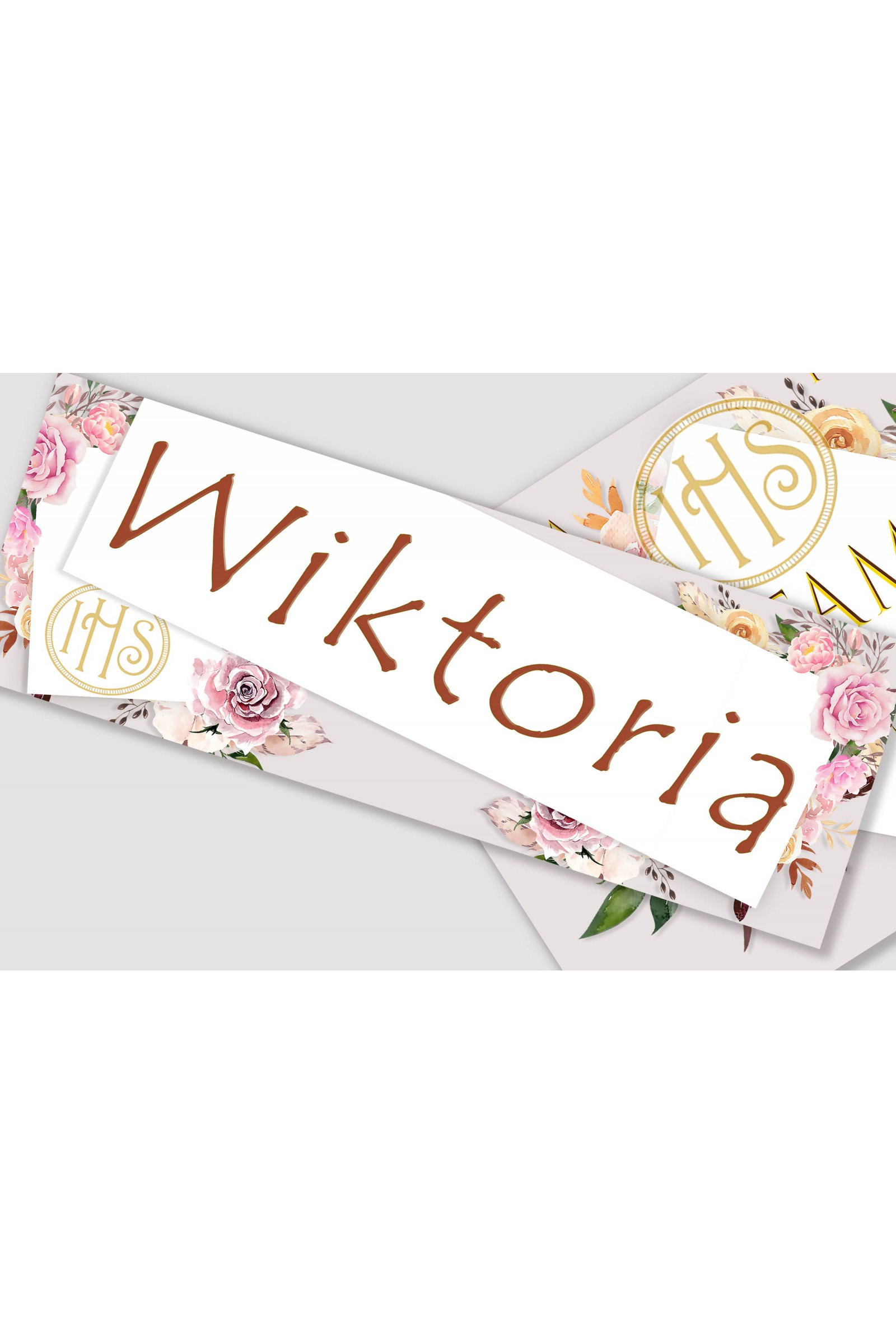 Personalisiertes Kommunionposter mit Namen - Pfingstrose und Rose - obraz 1