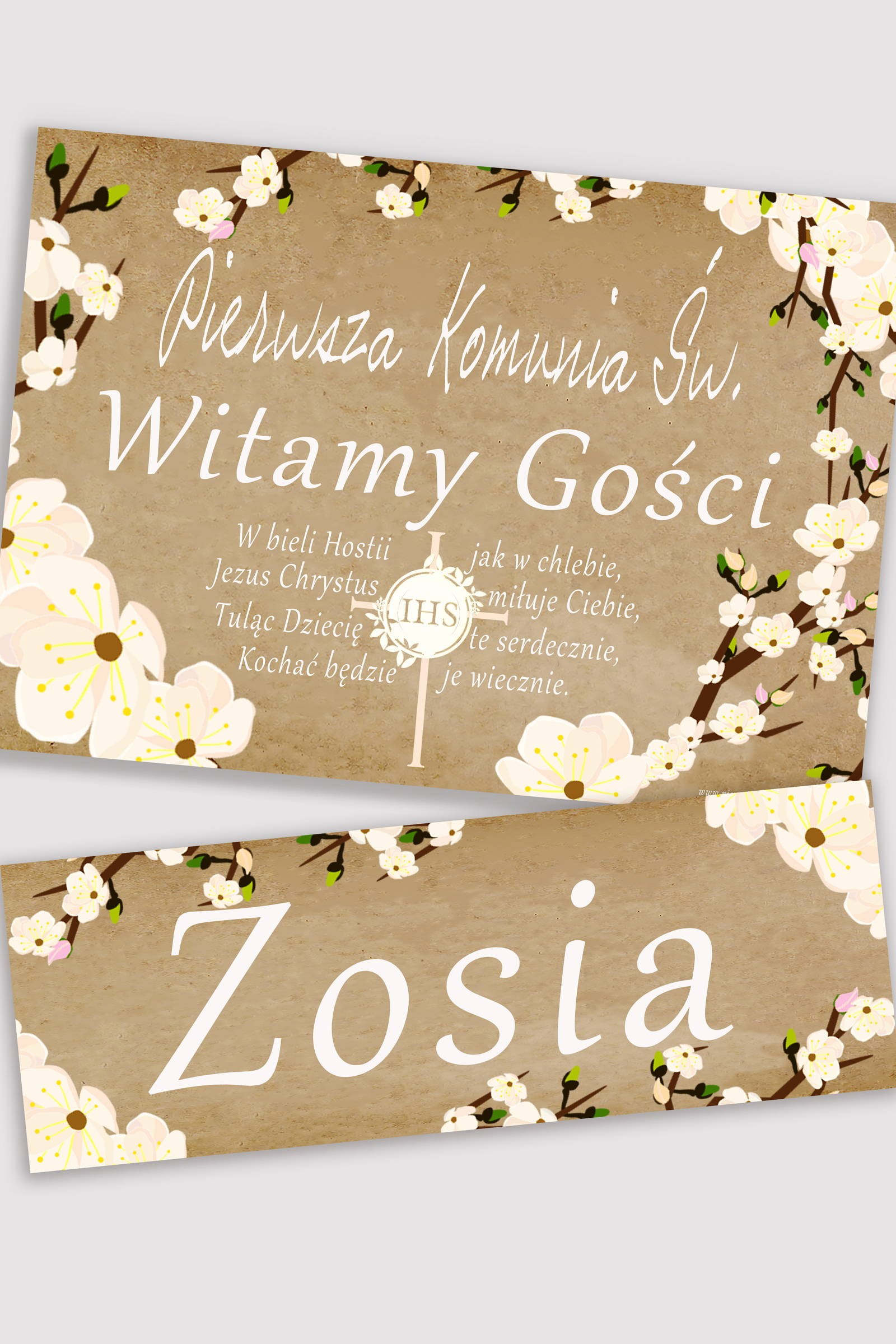Personalisiertes Kommunionsposter mit Namen - Pergament Obstgarten - obraz 0