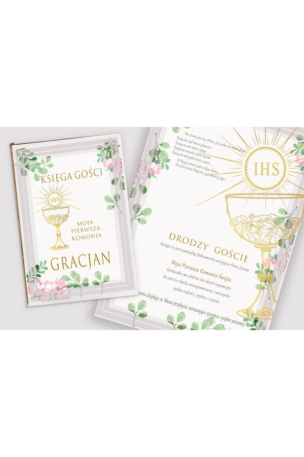Personalisiertes Erinnerungsbuch zur Kommunion - Aquarell Veilchen - obraz 1