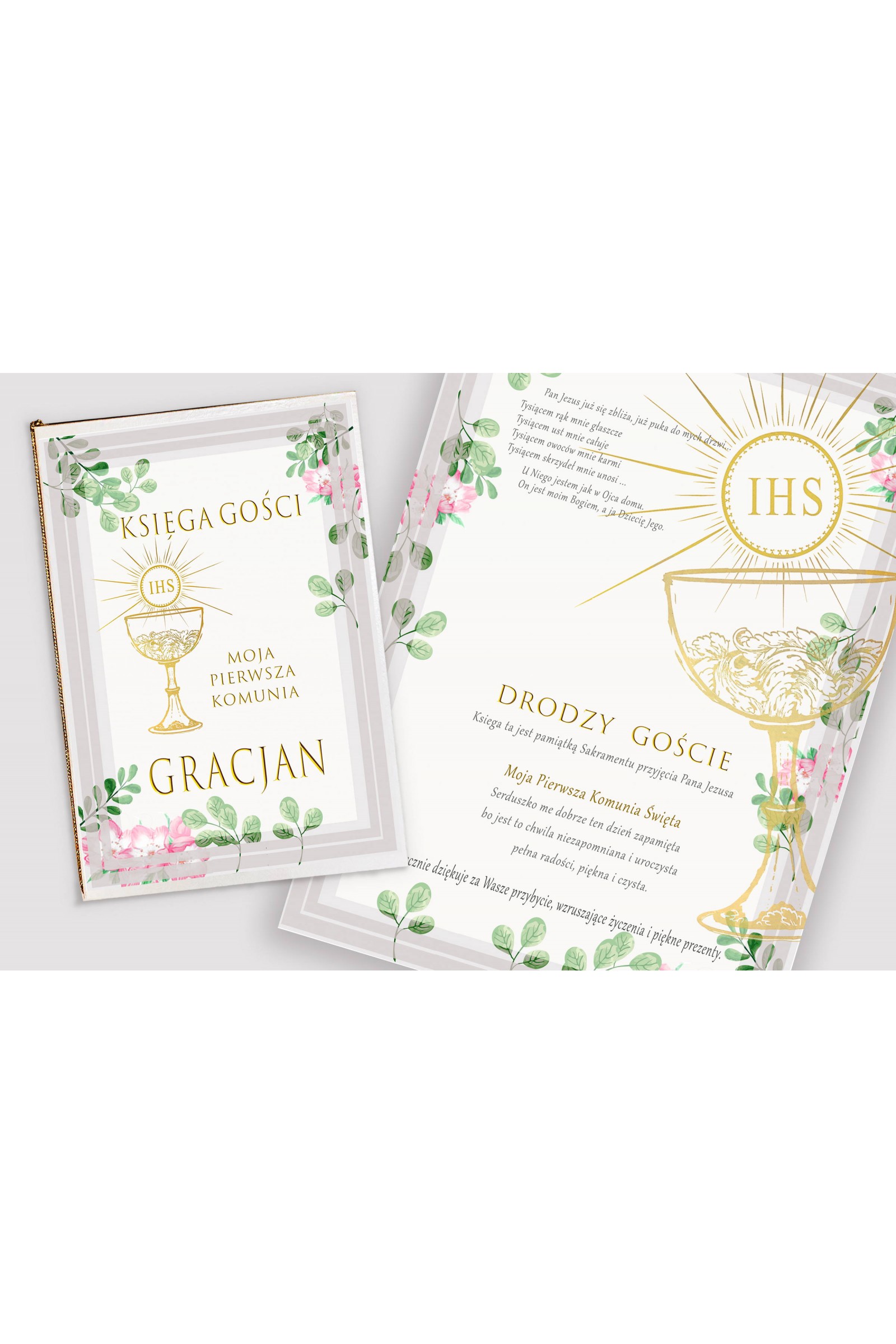 Personalisiertes Erinnerungsbuch zur Kommunion - Aquarell Veilchen - obraz 1