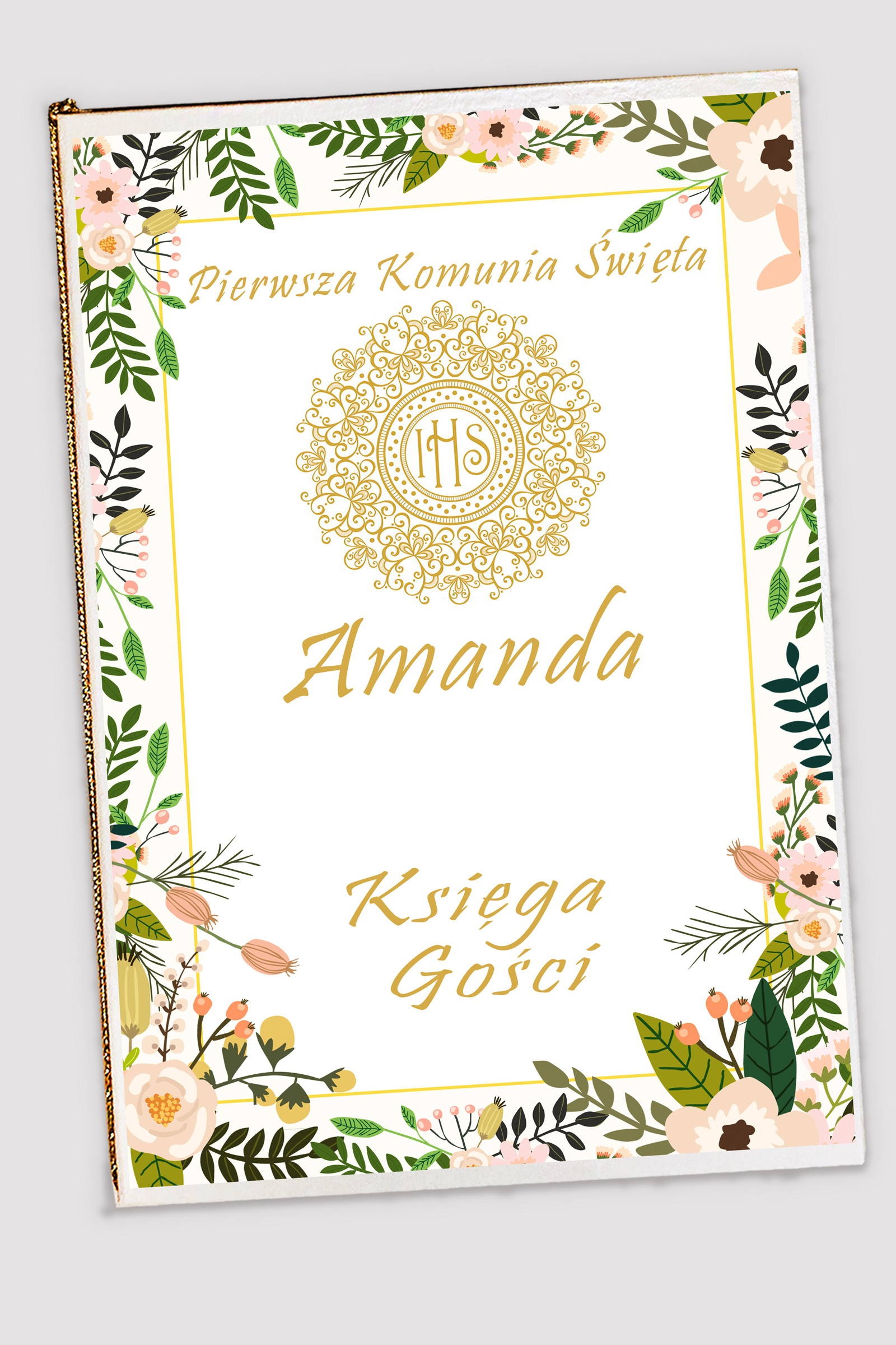 Personalisiertes Erinnerungsbuch zur Kommunion - Pastellfarbene Mohnblumen - obraz 0