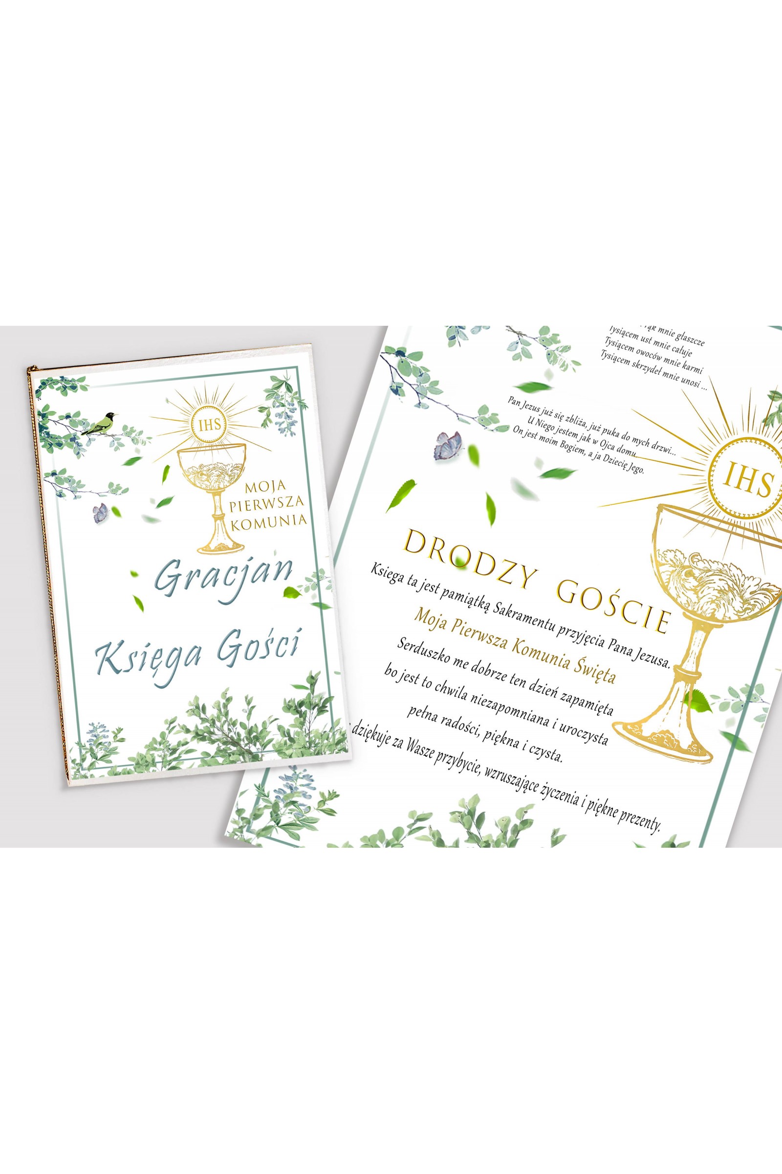 Personalisiertes Gedenkbuch zur Kommunion - Nachtigall im Hain - obraz 1