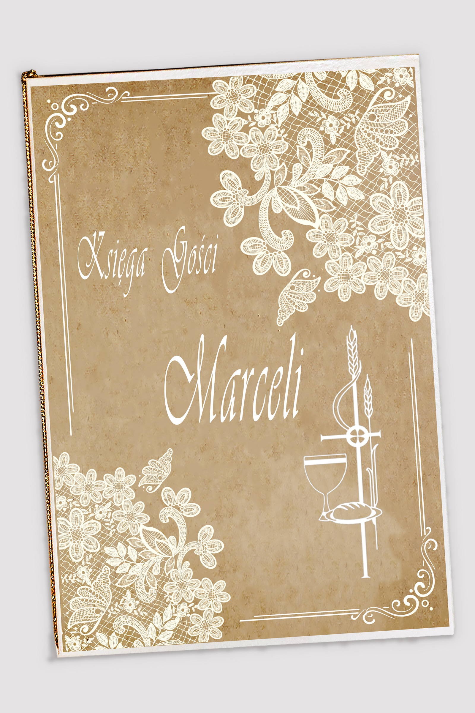 Personalisiertes Erinnerungsbuch an die Kommunion - Pergament Schmetterling - obraz 0