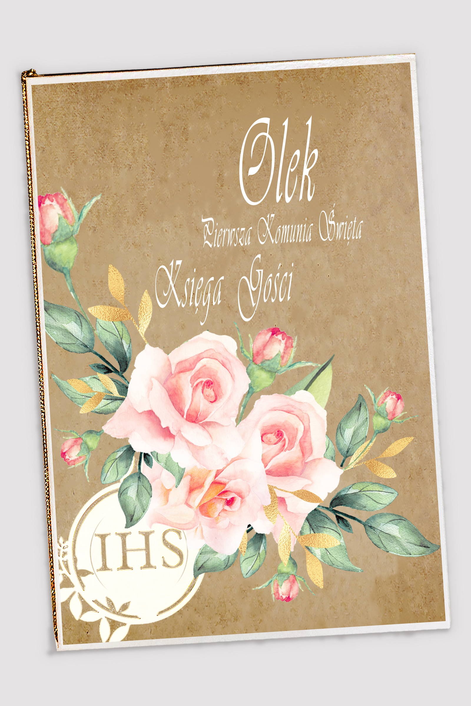 Personalisiertes Erinnerungsbuch an die Kommunion - Pergamentstrauß - obraz 0