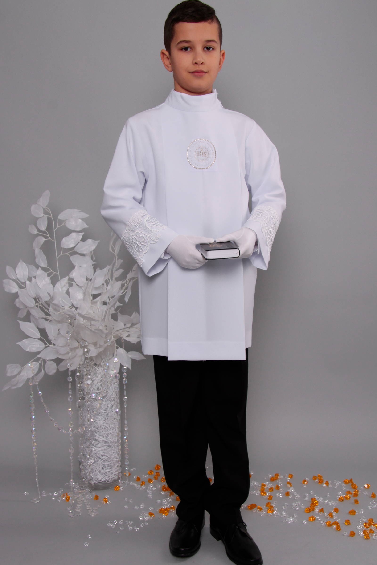 Kommunion albe mit guipure 2g/UK-AK1 - obraz 1