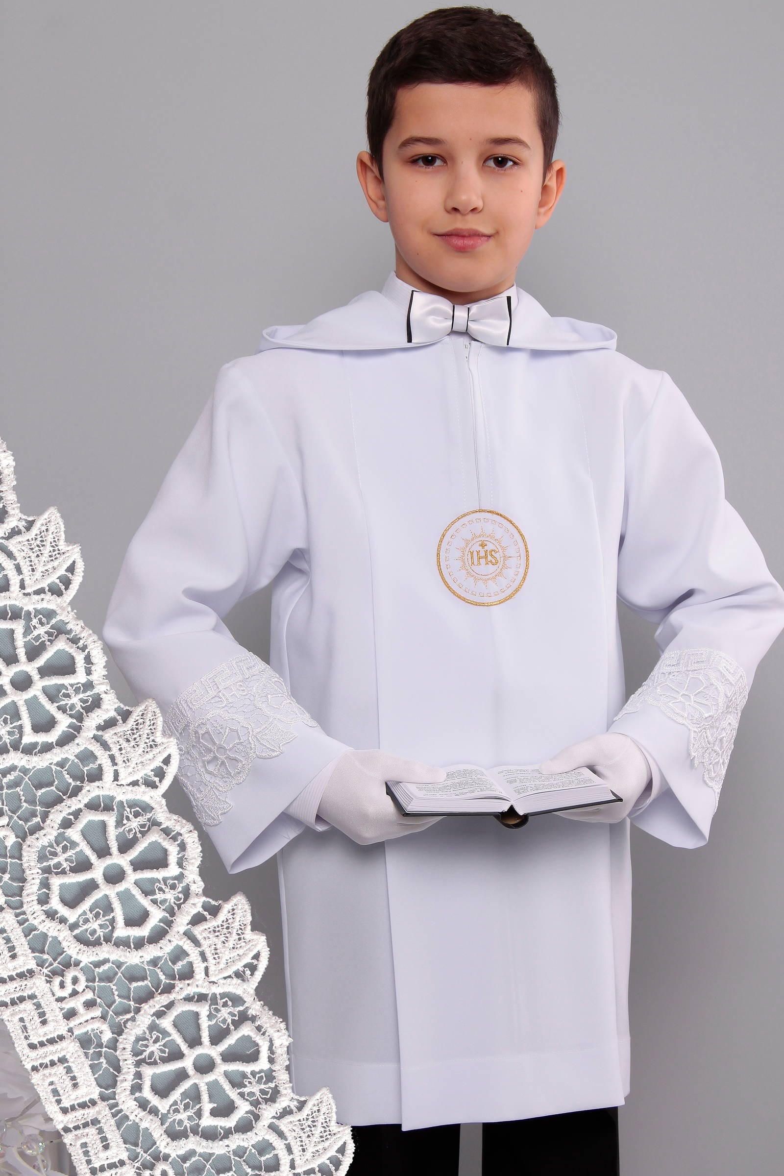 Kommunion albe mit guipure 2kg/UK-AK1 - obraz 0