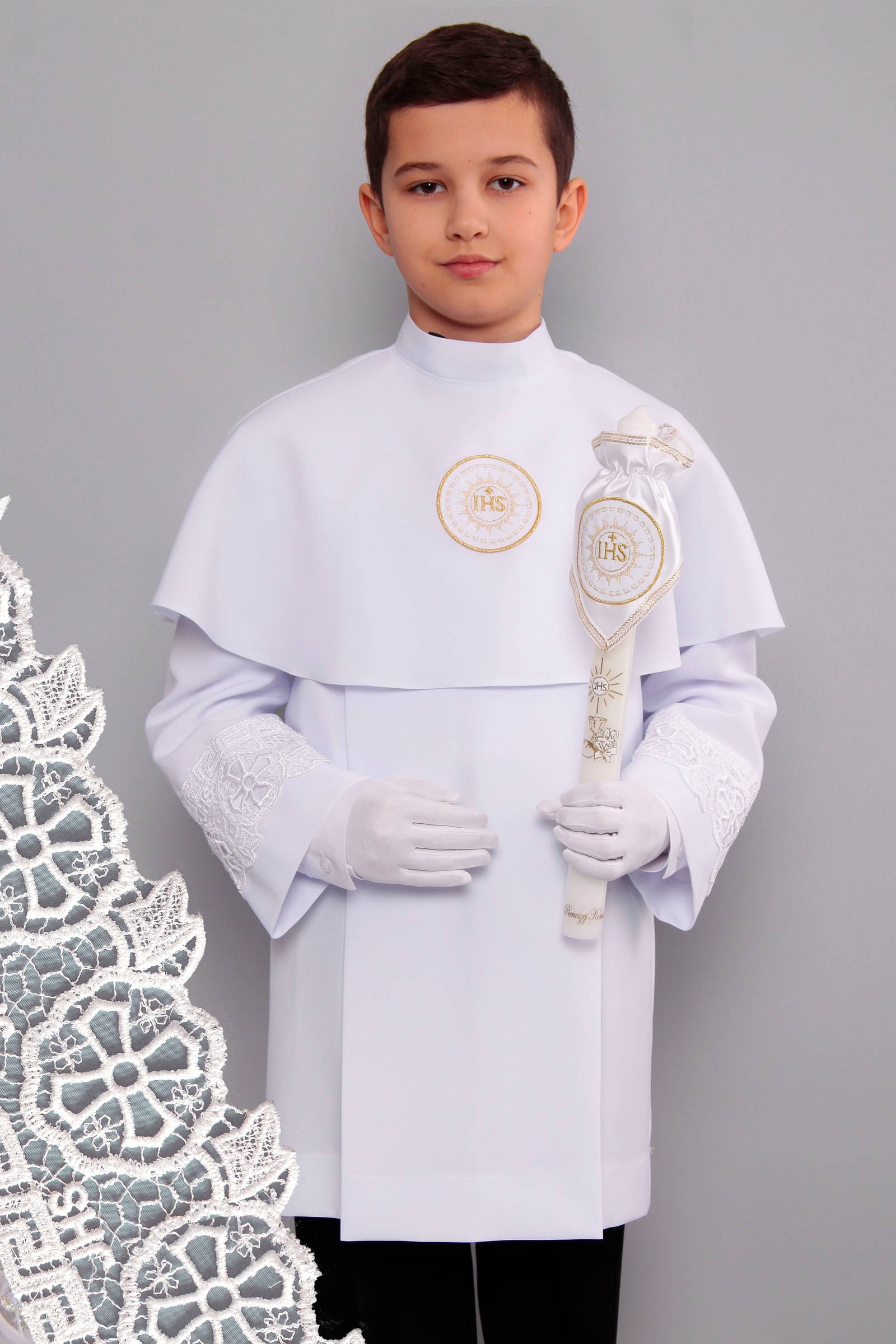 Kommunion albe mit guipure 3g/UK-AK1 - obraz 0