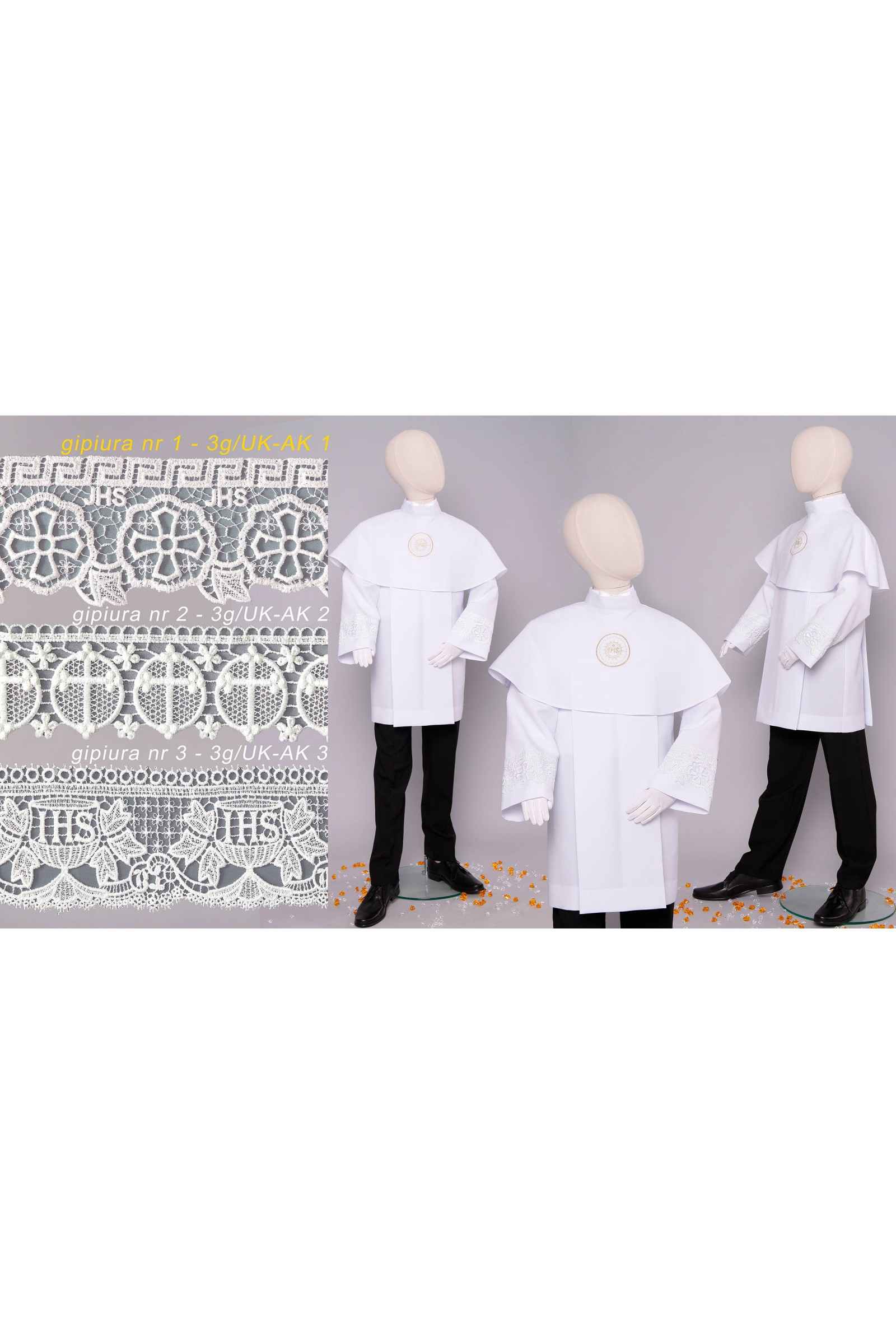 Kommunion albe mit guipure 3g/UK-AK1 - obraz 3