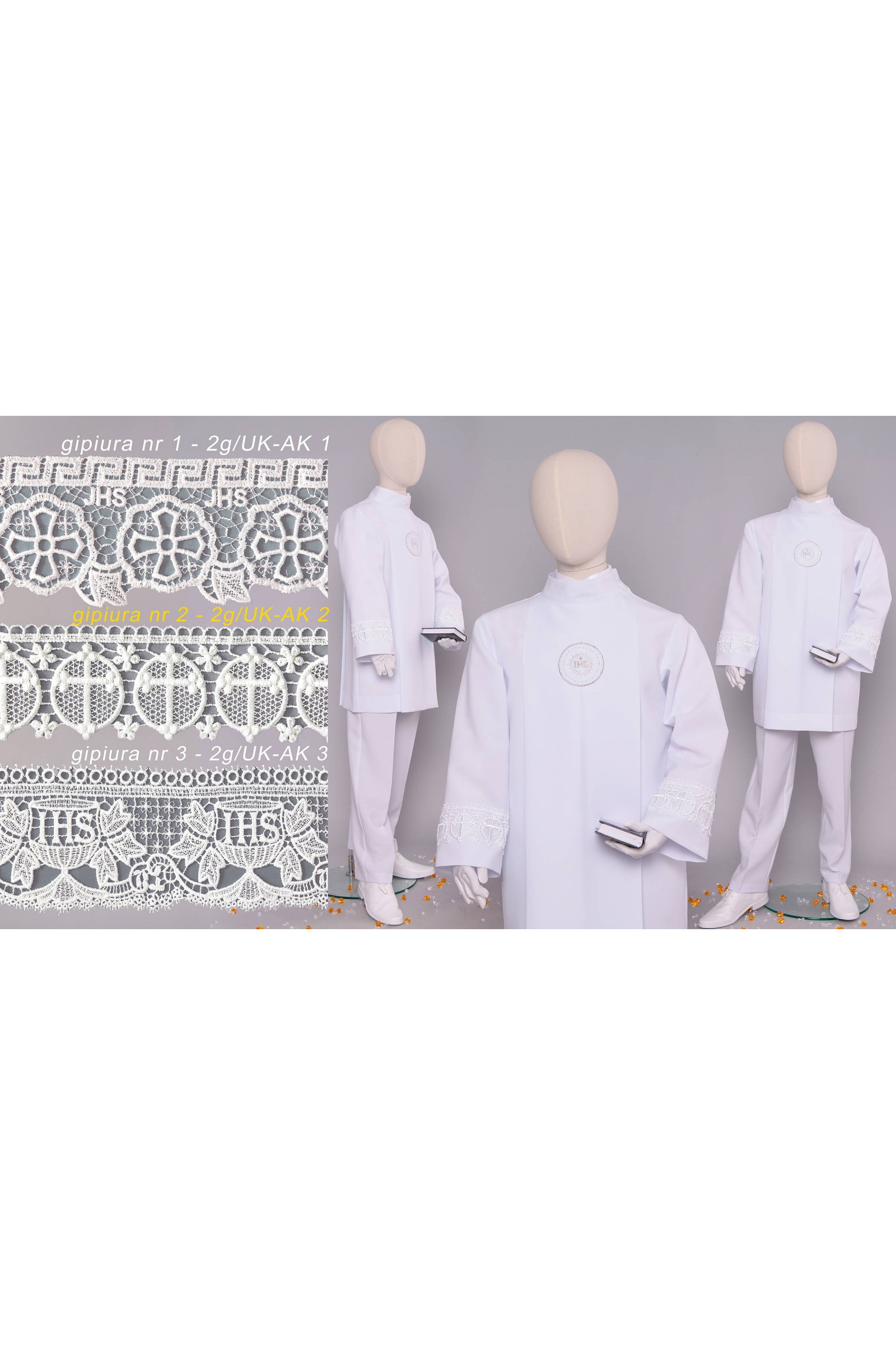 Kommunion albe mit guipure 2g/UK-AK2 - obraz 3