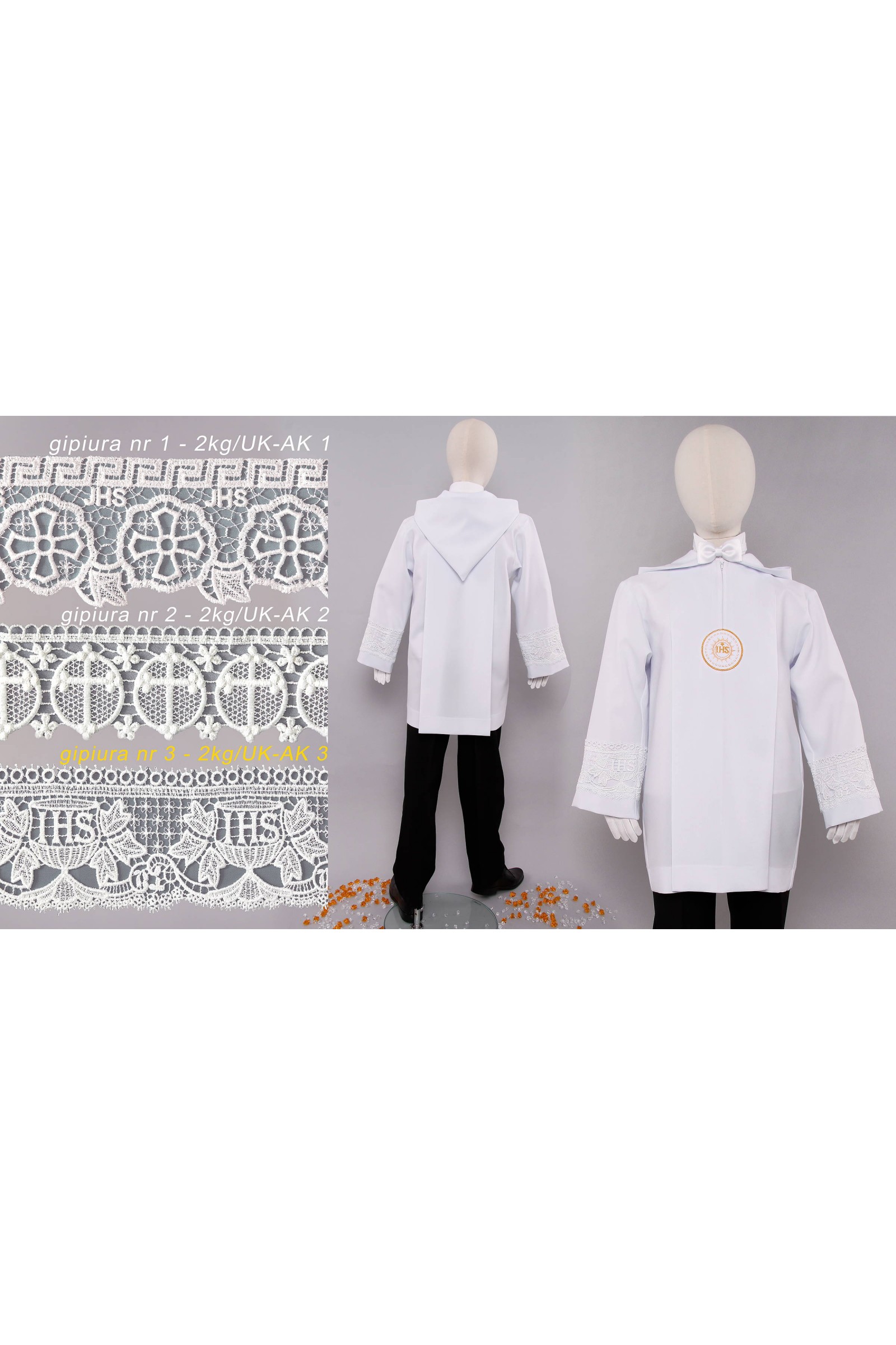 Kommunion albe mit guipure 2kg/UK-AK3 - obraz 4