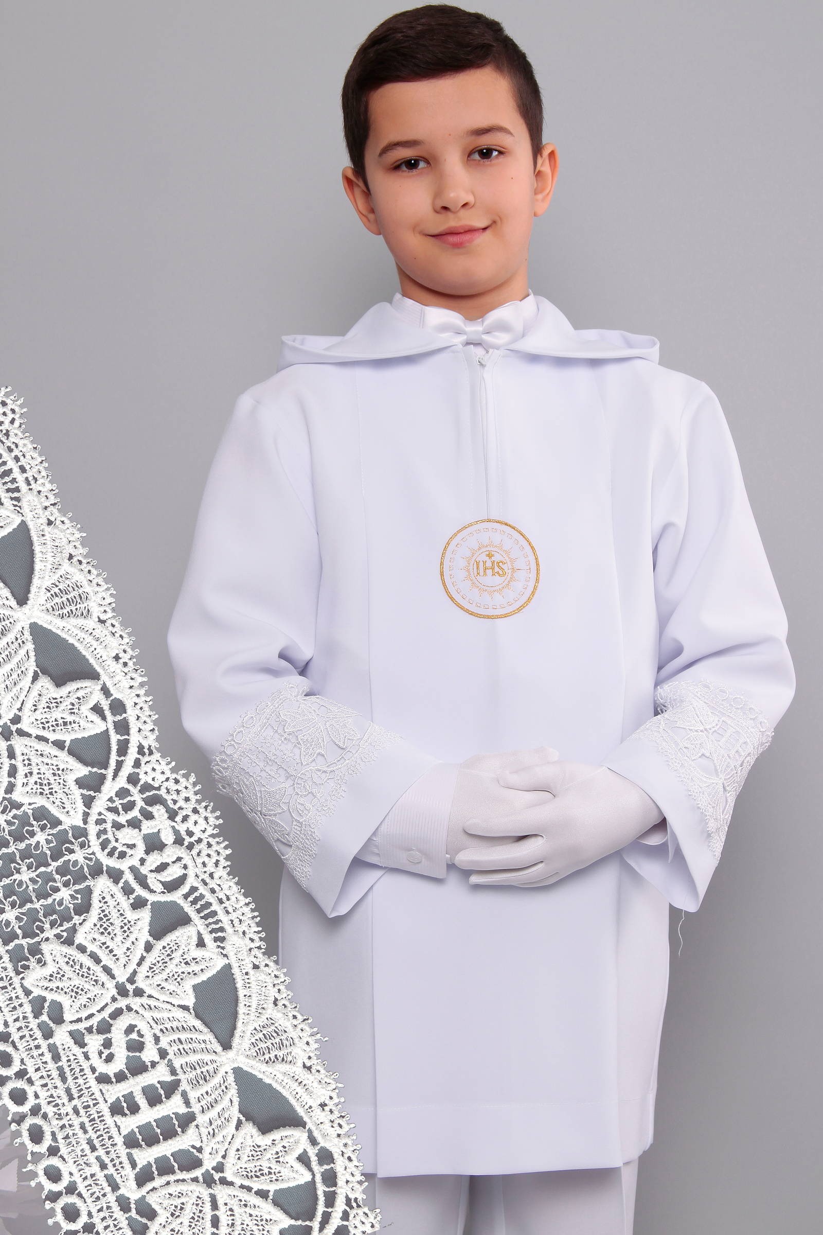 Kommunion albe mit guipure 2kg/UK-AK3 - obraz 0