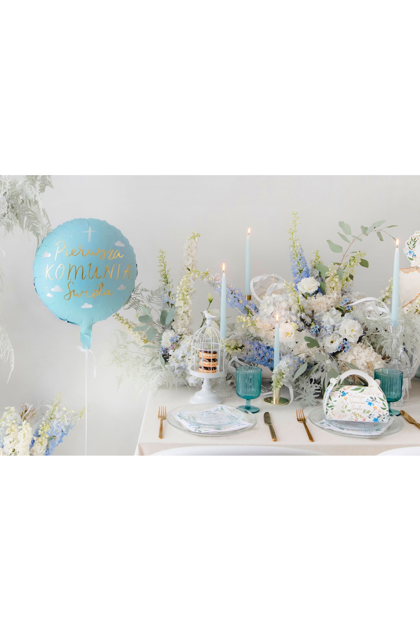 Blaue goldene Buchstaben des Kommunionballons - obraz 2