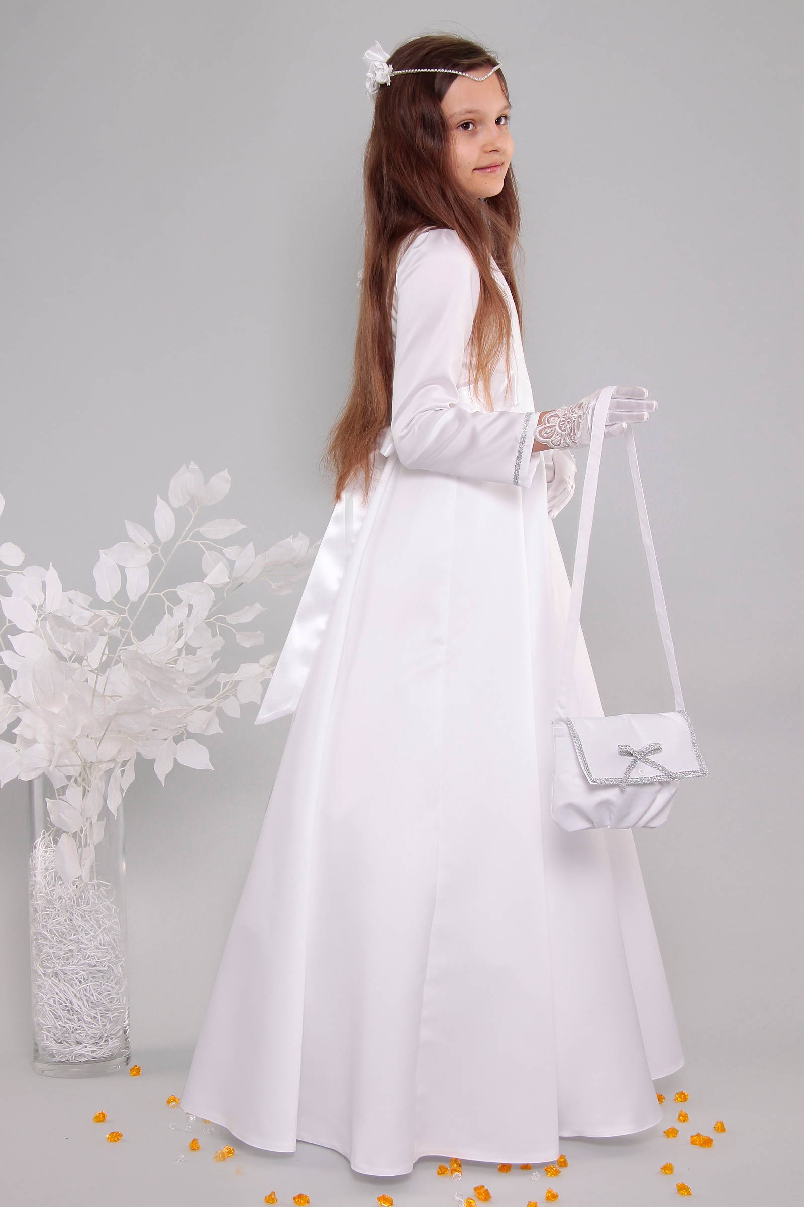 Kommunionkleid satin 10/UK-ST - obraz 4